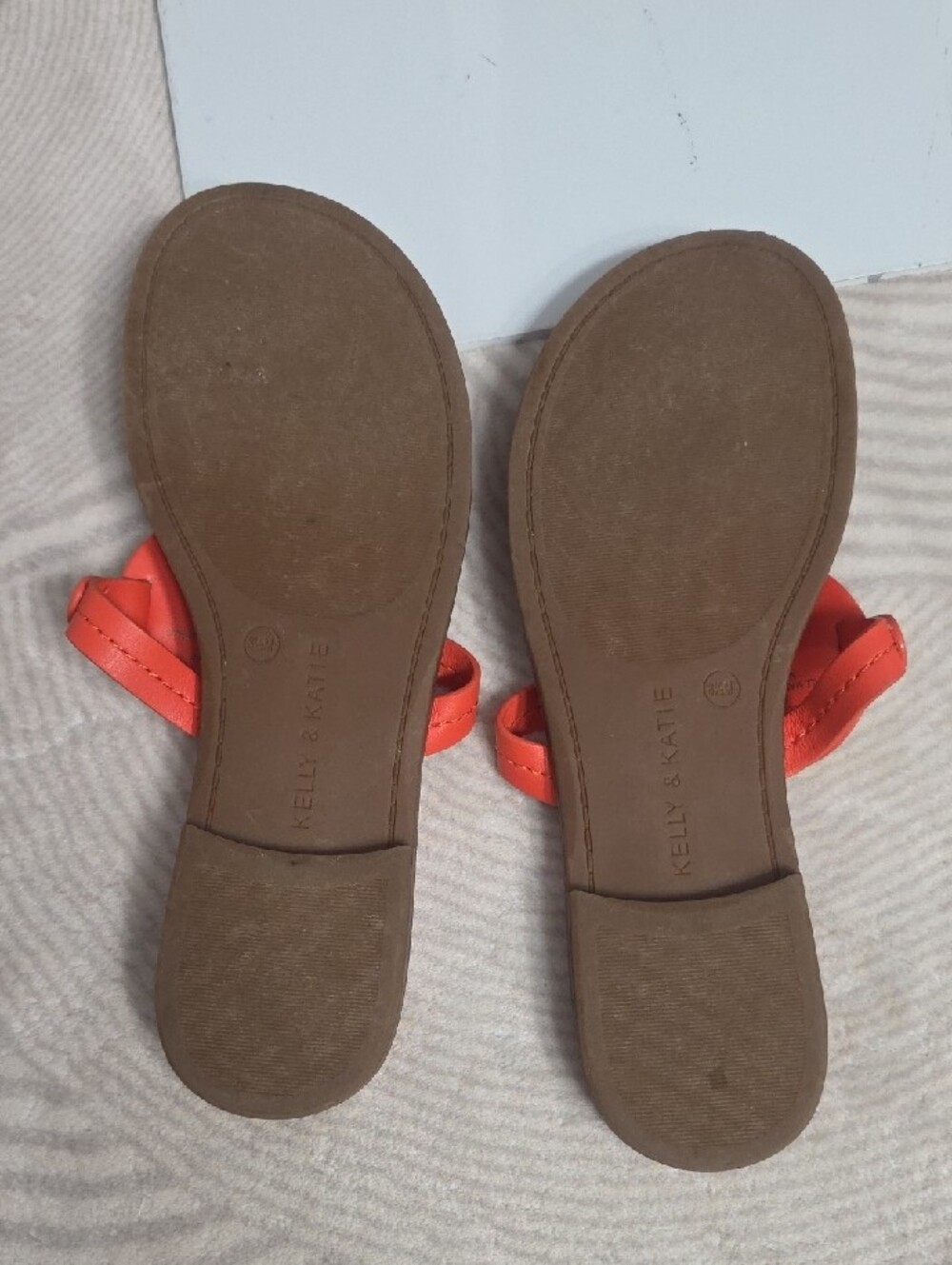 Kelly & Katie Orange Thong Sandals with Gold Medallion - Picture 5 of 8